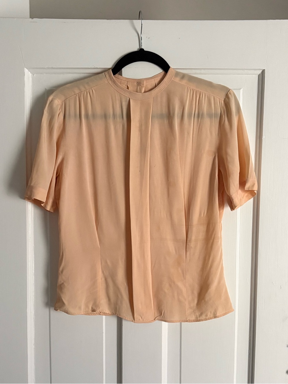 Vintage Peach Short-Sleeve Blouse
